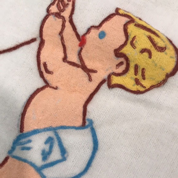 Vintage Infant Baby Robe Hand Painted Satin Tie 3-6 Months - Picture 6 of 10